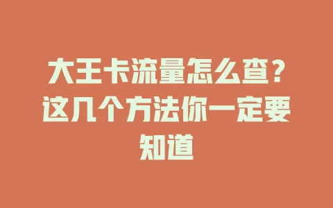 大王卡流量怎么查？这几个方法你一定要知道
