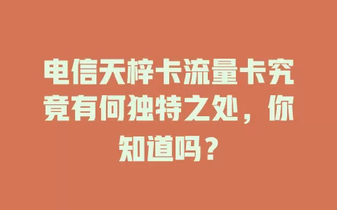 电信天梓卡流量卡究竟有何独特之处，你知道吗？