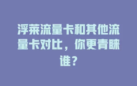 浮莱流量卡和其他流量卡对比，你更青睐谁？