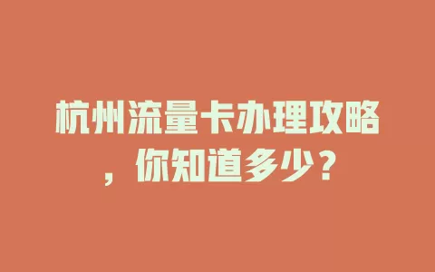 杭州流量卡办理攻略，你知道多少？
