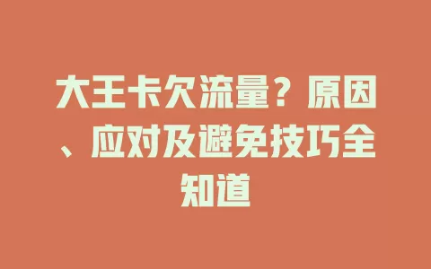 大王卡欠流量？原因、应对及避免技巧全知道