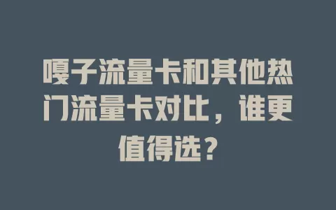 嘎子流量卡和其他热门流量卡对比，谁更值得选？