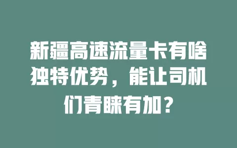 新疆高速流量卡有啥独特优势，能让司机们青睐有加？