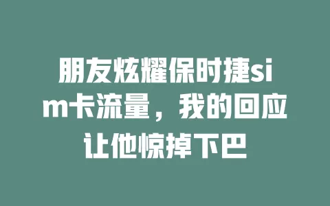 朋友炫耀保时捷sim卡流量，我的回应让他惊掉下巴