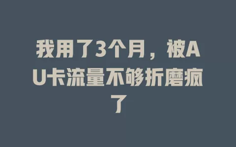 我用了3个月，被AU卡流量不够折磨疯了
