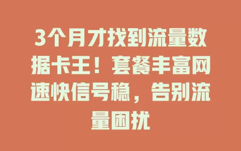 3个月才找到流量数据卡王！套餐丰富网速快信号稳，告别流量困扰