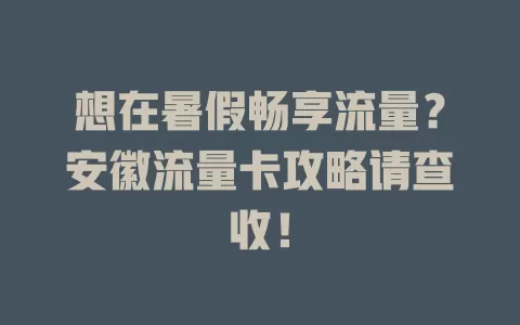 想在暑假畅享流量？安徽流量卡攻略请查收！