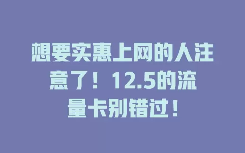 想要实惠上网的人注意了！12.5的流量卡别错过！