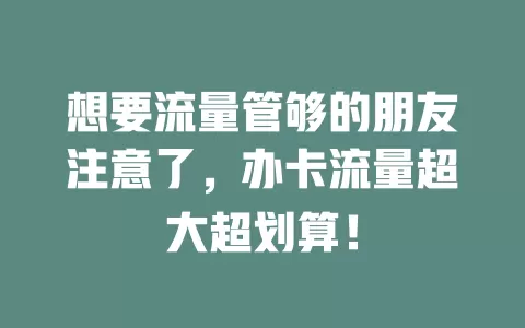 想要流量管够的朋友注意了，办卡流量超大超划算！