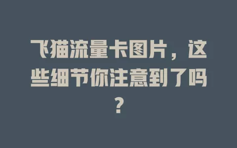 飞猫流量卡图片，这些细节你注意到了吗？
