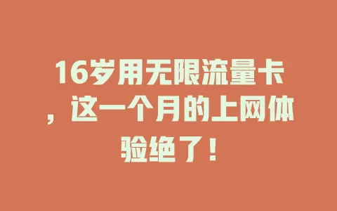 16岁用无限流量卡，这一个月的上网体验绝了！
