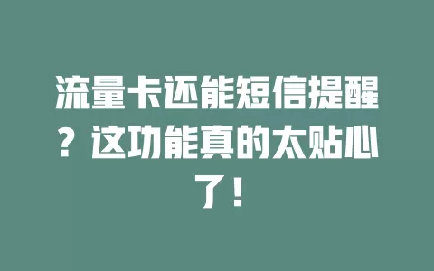 流量卡还能短信提醒？这功能真的太贴心了！