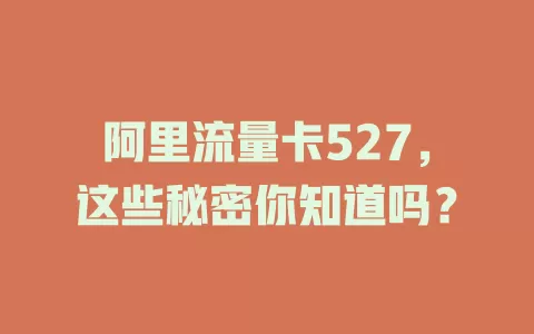 阿里流量卡527，这些秘密你知道吗？