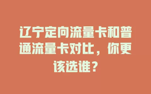 辽宁定向流量卡和普通流量卡对比，你更该选谁？