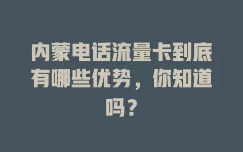 内蒙电话流量卡到底有哪些优势，你知道吗？