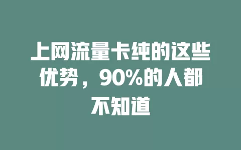 上网流量卡纯的这些优势，90%的人都不知道