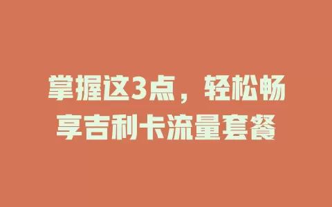 掌握这3点，轻松畅享吉利卡流量套餐