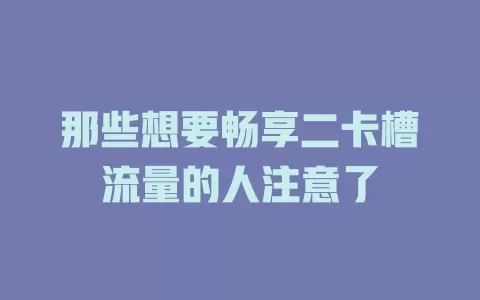那些想要畅享二卡槽流量的人注意了