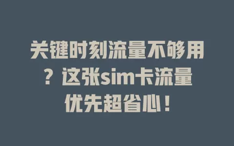 关键时刻流量不够用？这张sim卡流量优先超省心！