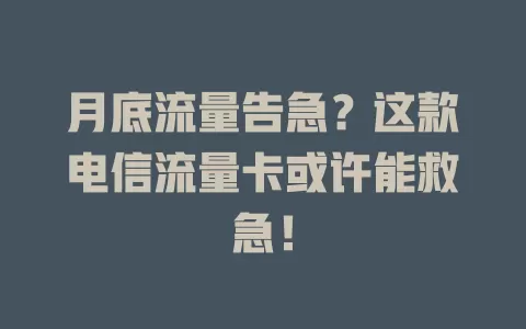 月底流量告急？这款电信流量卡或许能救急！