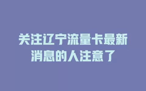 关注辽宁流量卡最新消息的人注意了
