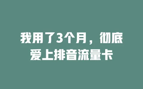 我用了3个月，彻底爱上排音流量卡