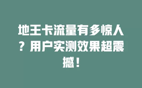 地王卡流量有多惊人？用户实测效果超震撼！