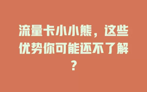 流量卡小小熊，这些优势你可能还不了解？
