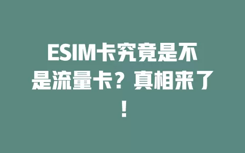 ESIM卡究竟是不是流量卡？真相来了！