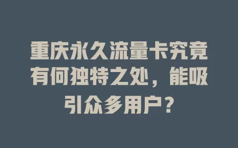 重庆永久流量卡究竟有何独特之处，能吸引众多用户？