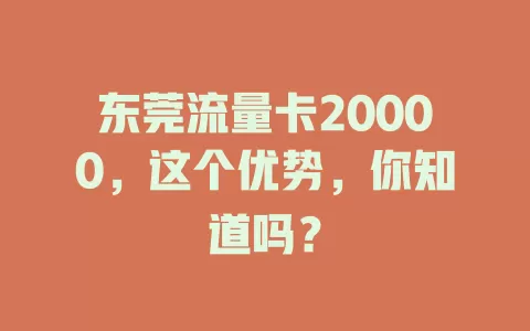 东莞流量卡20000，这个优势，你知道吗？