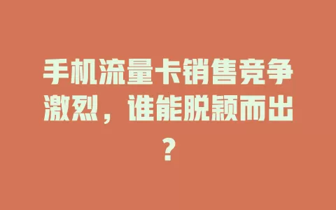 手机流量卡销售竞争激烈，谁能脱颖而出？