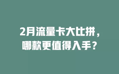 2月流量卡大比拼，哪款更值得入手？