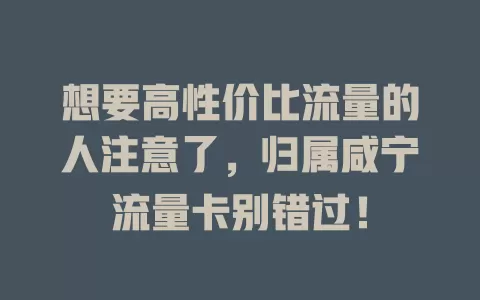 想要高性价比流量的人注意了，归属咸宁流量卡别错过！