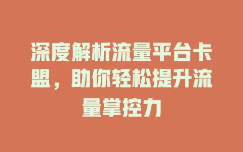 深度解析流量平台卡盟，助你轻松提升流量掌控力