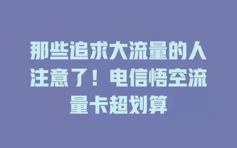 那些追求大流量的人注意了！电信悟空流量卡超划算