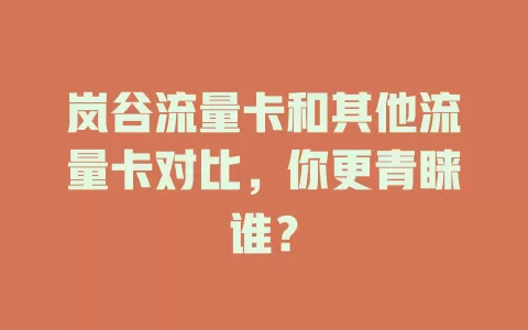 岚谷流量卡和其他流量卡对比，你更青睐谁？