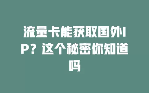 流量卡能获取国外IP？这个秘密你知道吗