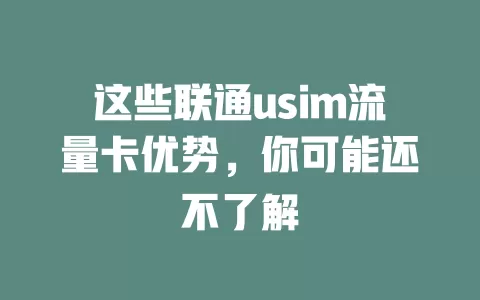 这些联通usim流量卡优势，你可能还不了解