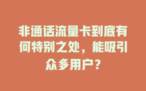 非通话流量卡到底有何特别之处，能吸引众多用户？