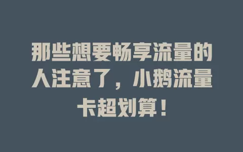 那些想要畅享流量的人注意了，小鹅流量卡超划算！