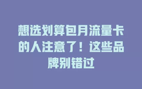 想选划算包月流量卡的人注意了！这些品牌别错过