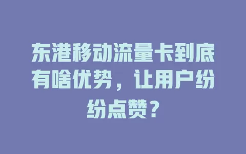 东港移动流量卡到底有啥优势，让用户纷纷点赞？