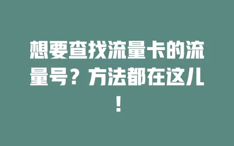 想要查找流量卡的流量号？方法都在这儿！