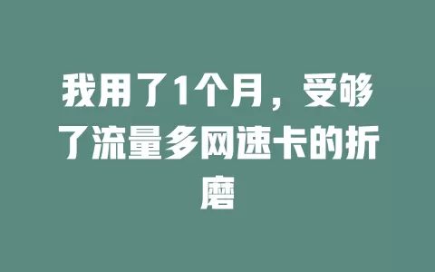 我用了1个月，受够了流量多网速卡的折磨