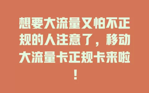 想要大流量又怕不正规的人注意了，移动大流量卡正规卡来啦！