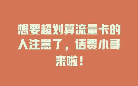 想要超划算流量卡的人注意了，话费小哥来啦！