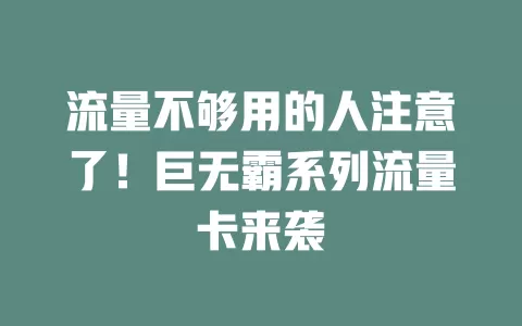 流量不够用的人注意了！巨无霸系列流量卡来袭