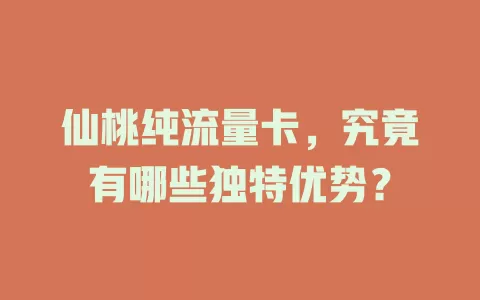 仙桃纯流量卡，究竟有哪些独特优势？
