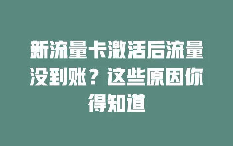 新流量卡激活后流量没到账？这些原因你得知道